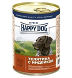 Хэппи Дог консервы для собак Телятина/Индейка 400г