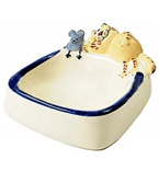 **Зооник 2510 Миска д/кошек керамическая квадратная с фигуркой кошки и мышки