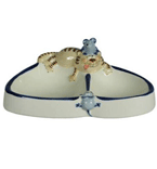 **Зооник 2541 Миска д/кошек фарфоровая двойная с фигуркой кошки и мышки