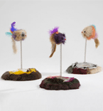 I.P.T.S. 430311 Игрушка д/кошек "Мышь меховая на пружине" с мягкой подставкой 14,5*28см