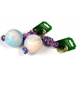 I.P.T.S. Игрушка для собак Мяч резиновый №4 7,5см на верёвке с ручкой 60см ― Зооресторан