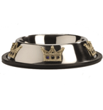 **I.P.T.S. 653749 Миска д/собак стальная хромированная нескользящая с коронами 22см 