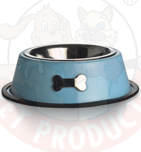 I.P.T.S. 653750 Миска д/собак стальная хромированная нескользящая с косточкой голубая 16см ― Зооресторан