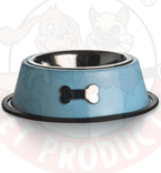 I.P.T.S. 653750 Миска д/собак стальная хромированная нескользящая с косточкой голубая 16см 
