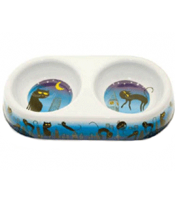 **Деззи 5619014 Миска д/кошек пластиковая двойная 2*180мл 25*13,5*5см ― ЗооРесторан