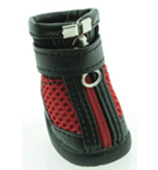 Деззи Ботинки для собак №1 искуственная кожа с вставкой, черно-красные на молнии, размер лапы 4,00*3,80см