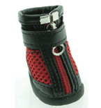 Деззи Ботинки для собак №3 искуственная кожа с вставкой, черно-красные на молнии, размер лапы 4,80*4,50см