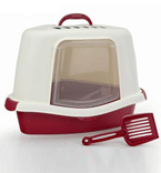 I.P.T.S. 400316 Туалет-домик д/кошек угловой с лопаткой бордовый 56*40*40см