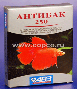 АВЗ Антибак 250 антимикробный препарат для лечения бактериальных болезней аквариумных рыб 6таб *100 ― ЗооРесторан