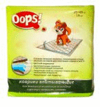 Полтекс OOPS! Коврики впитывающие для животных на клейких полосках с водяными знаками 35*48*18шт